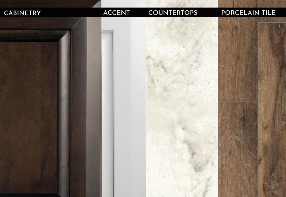 2023 Cornerstone - Auburn Glazed Maple with Linen Overhead Cabinets and Harvest Wheat Woodgrain Porcelain Floor Tile