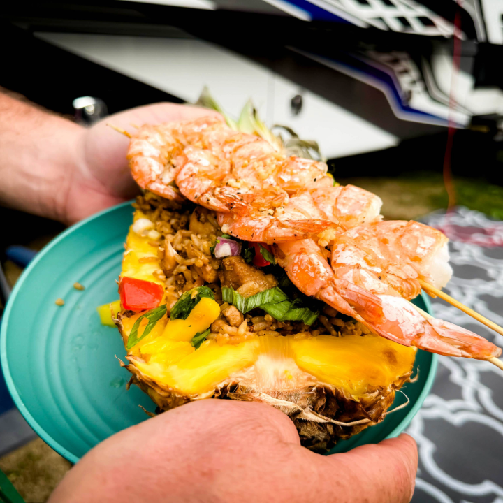 Entegra Coach Kitchen: Chicken Shrimp Pineapple Boats - Thumbnail