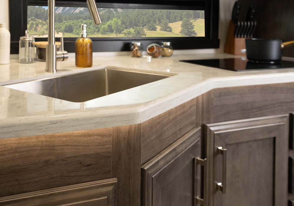 Entegra Coach Emblem bathroom vanity and countertop detail