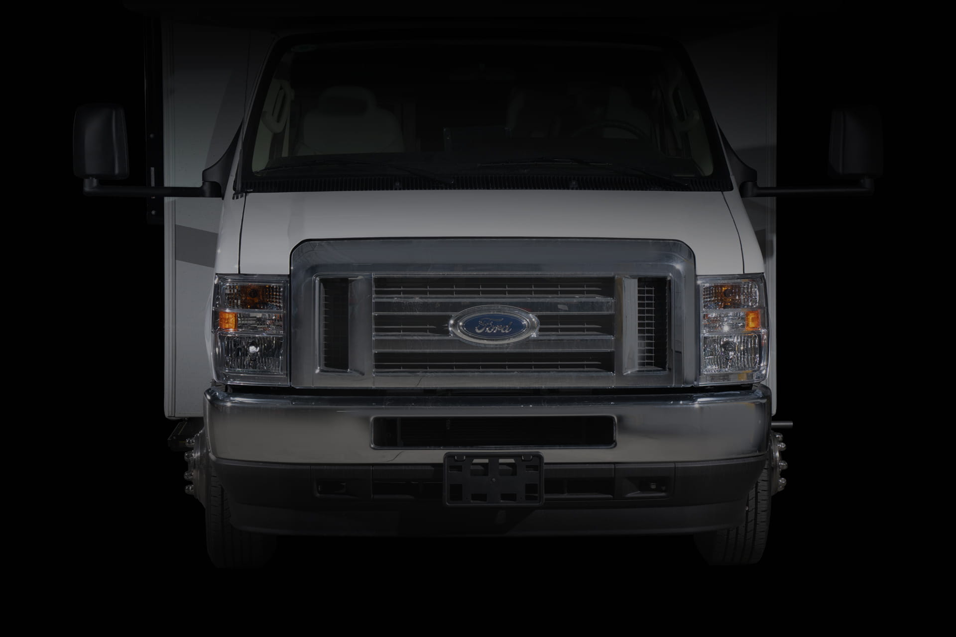 Entegra Coach Odyssey Class C motorhome front grille and headlight detail