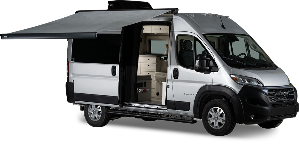 Entegra Coach Arc Class B camper van with side door open