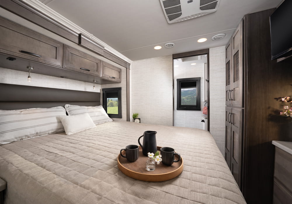 Entegra Coach Accolade bedroom with bed