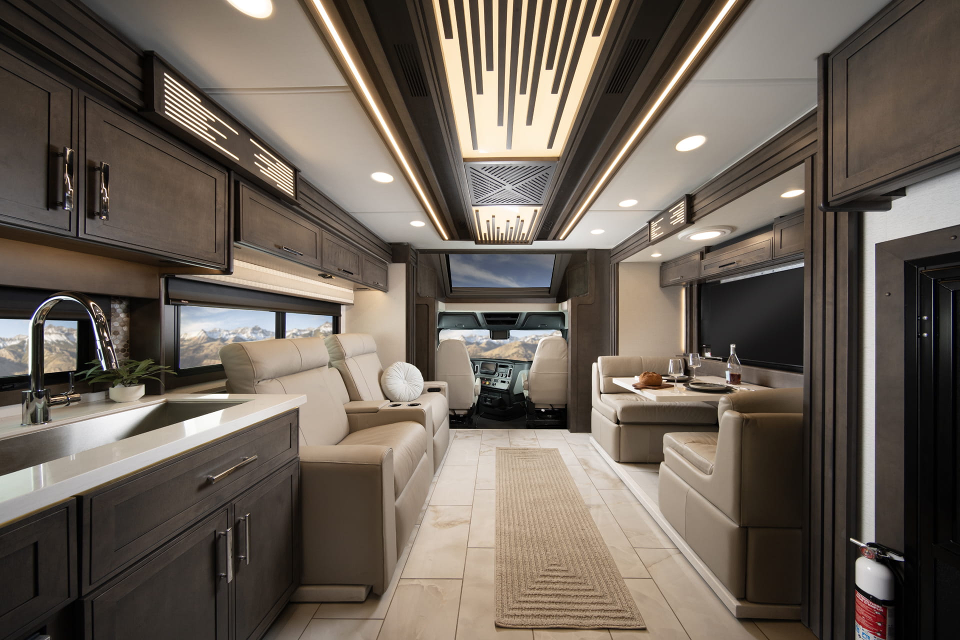 Entegra Coach Centurion interior with galley and dinette