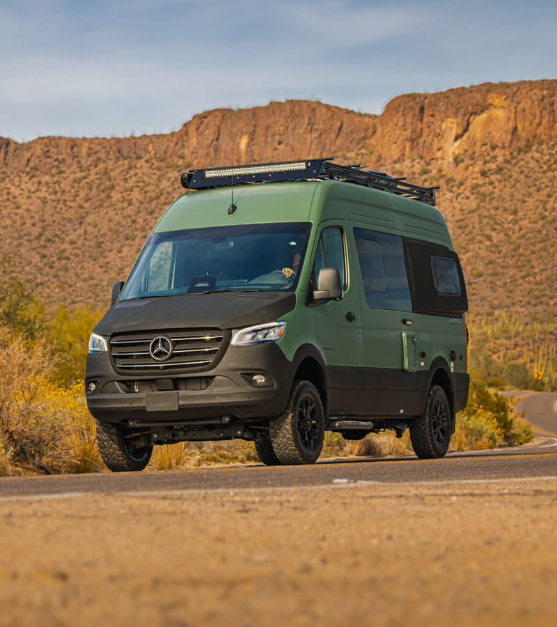 Entegra Coach Class B camper van in desert