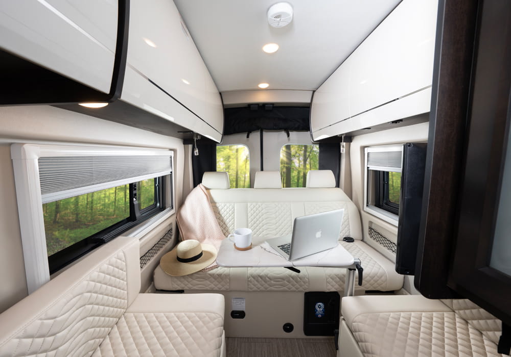 Entegra Coach Expanse rear bed in raised position