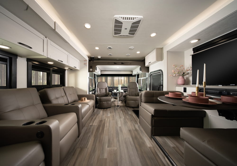 Entegra Coach Vision XL interior with dinette and galley