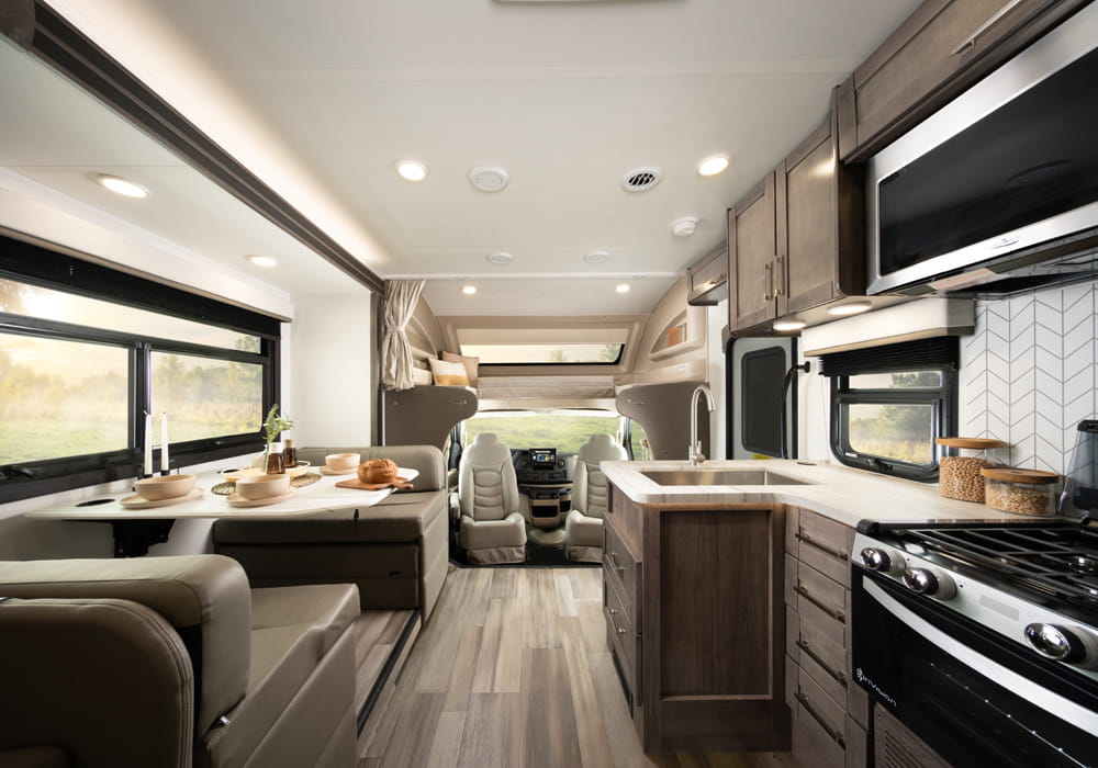 Entegra Coach Odyssey interior back to front view