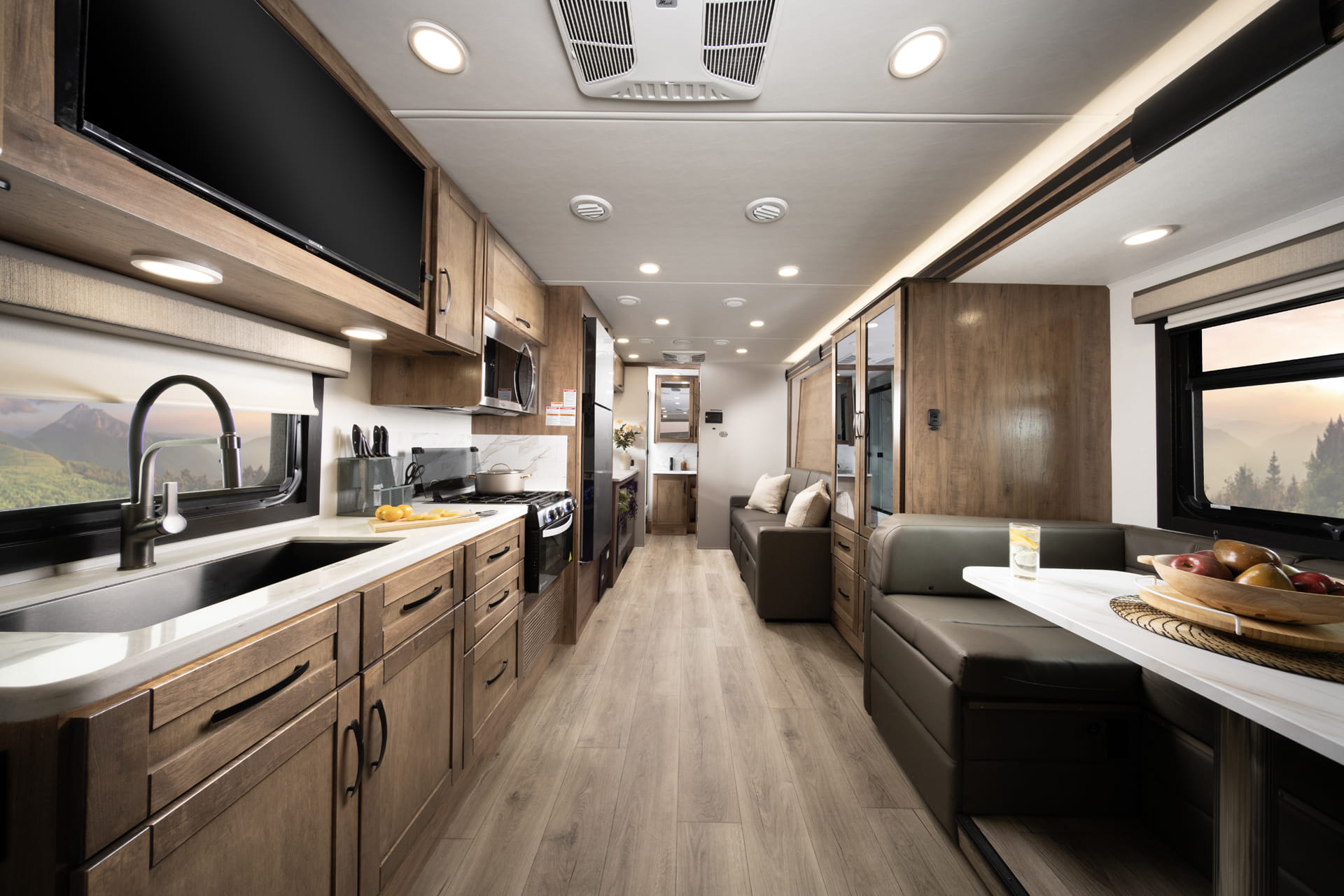 Entegra Coach Esteem XL interior with galley and dinette