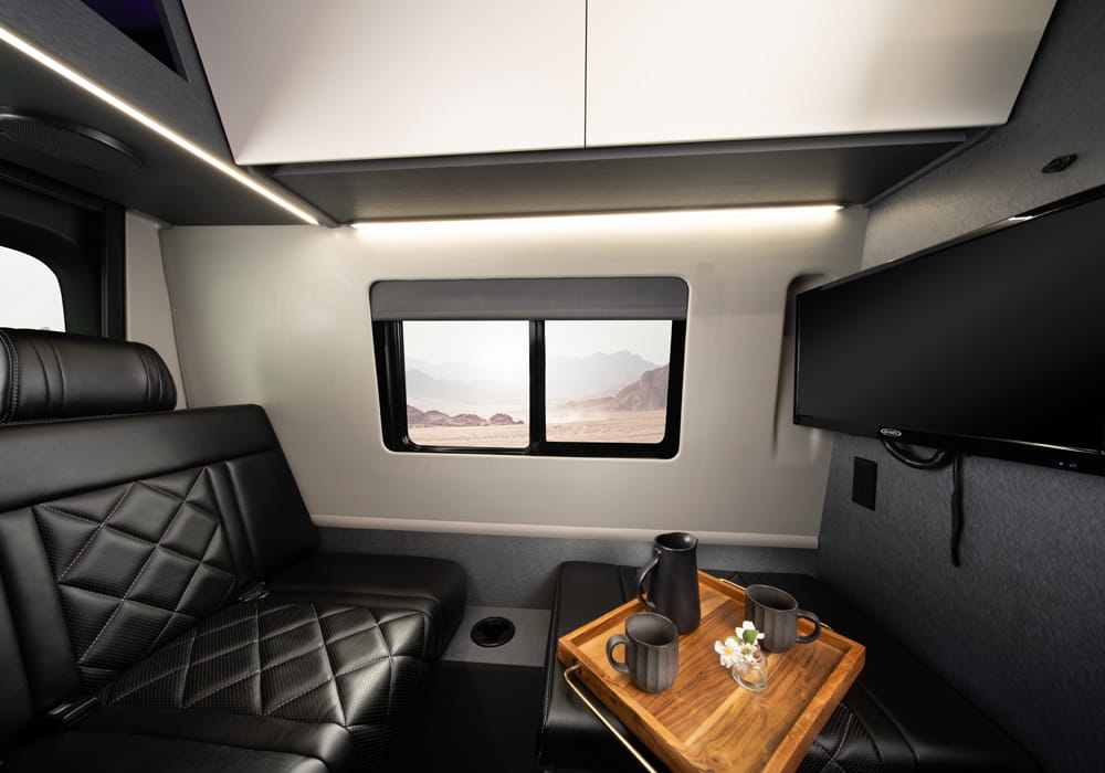 Entegra Coach Insignia rear lounge and table area