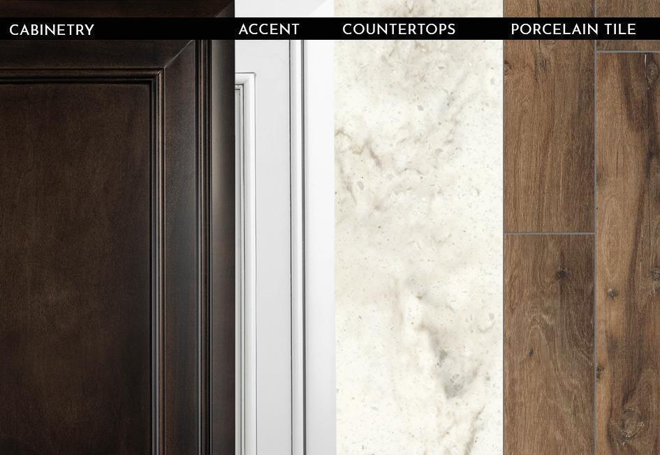 2023 Reatta - Auburn Glazed Maple with Linen Overhead Cabinets with Harvest Wheat Woodgrain Porcelain Tile Floor