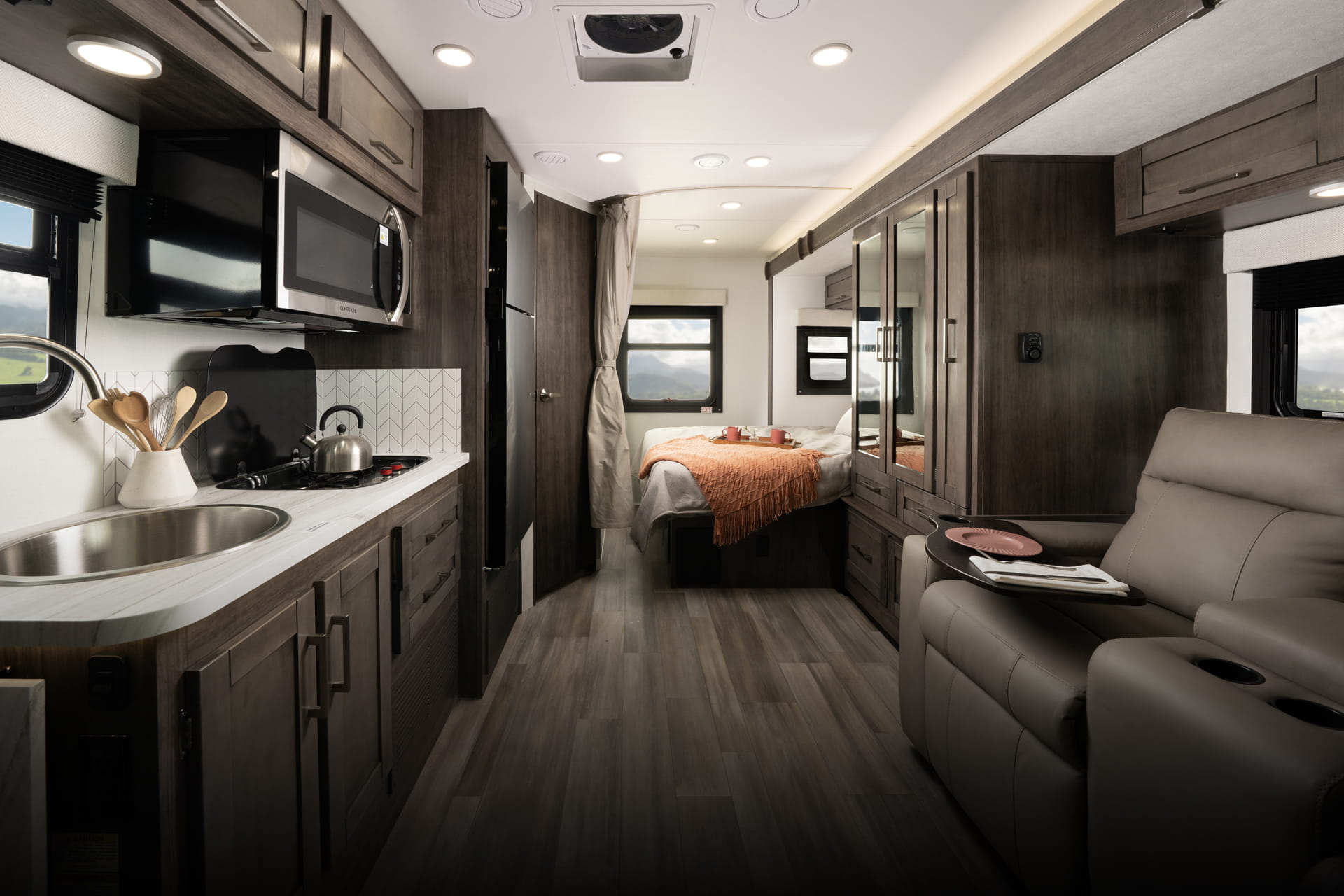 Entegra Coach Class C interior with sink area