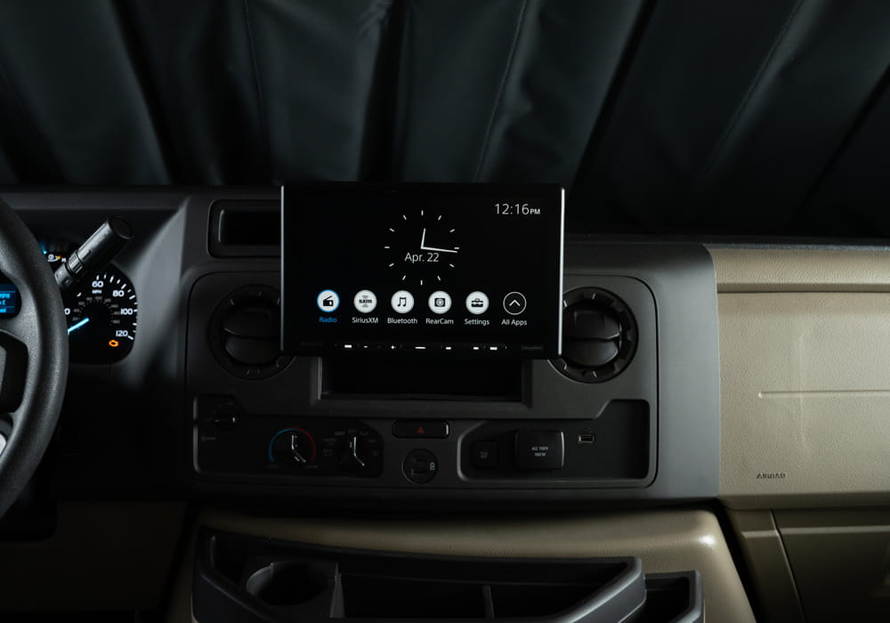 Entegra Coach Odyssey dashboard radio and audio control
