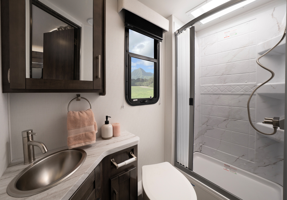 Entegra Coach Qwest SE bathroom