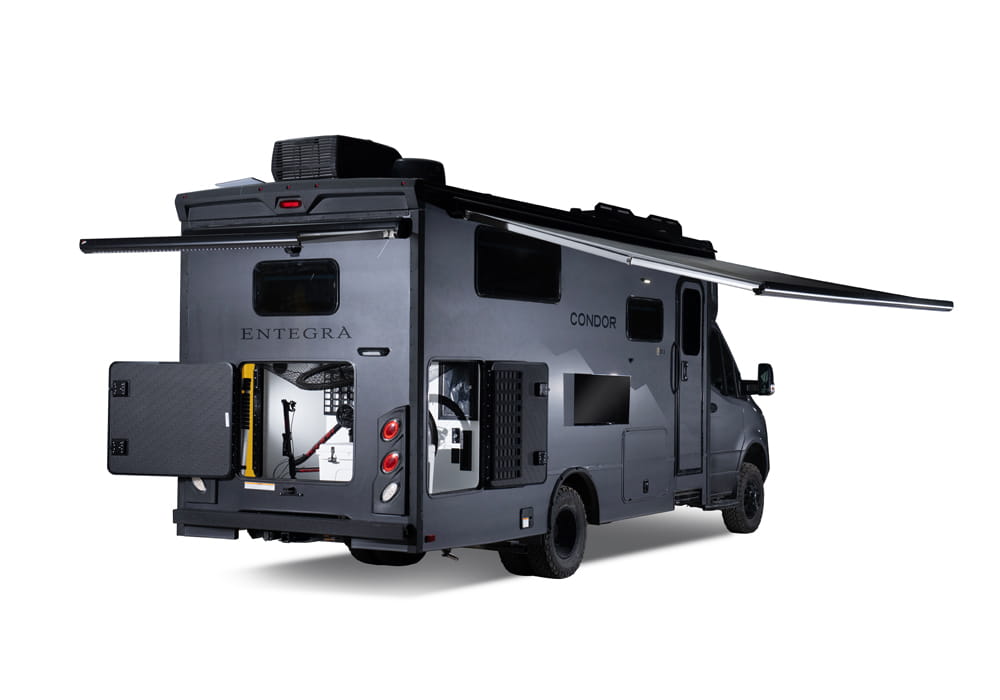Entegra Coach Condor exterior with awning extended