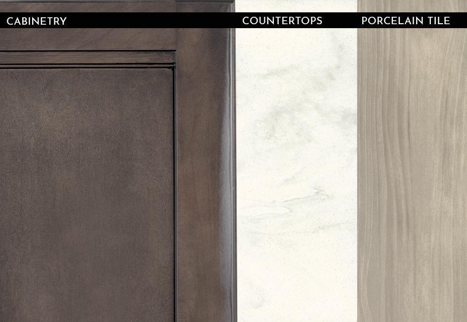 2023 Aspire - High-Gloss Stonewall Grey Cabinets with Tacoma Shadow Woodgrain Porcelain Tile Floor