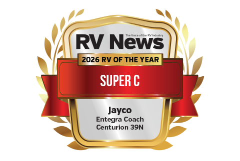 RV News 2025 RV of the Year Super C award for Entegra Coach Centurion 38N