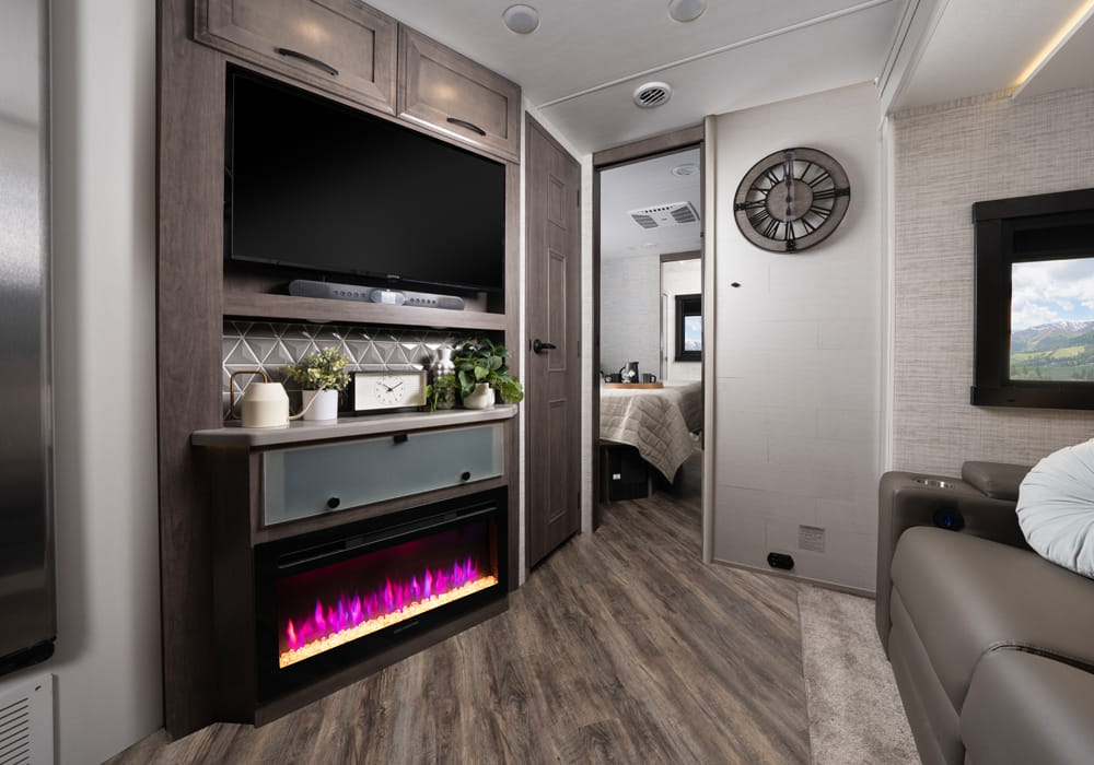 Entegra Coach Accolade entertainment center with television