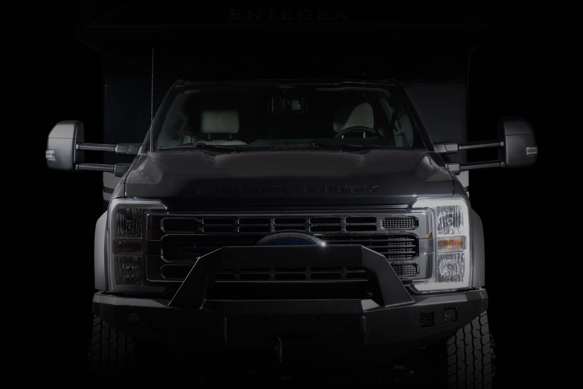 Entegra Coach Accolade XT Super C motorhome front grille and headlight detail