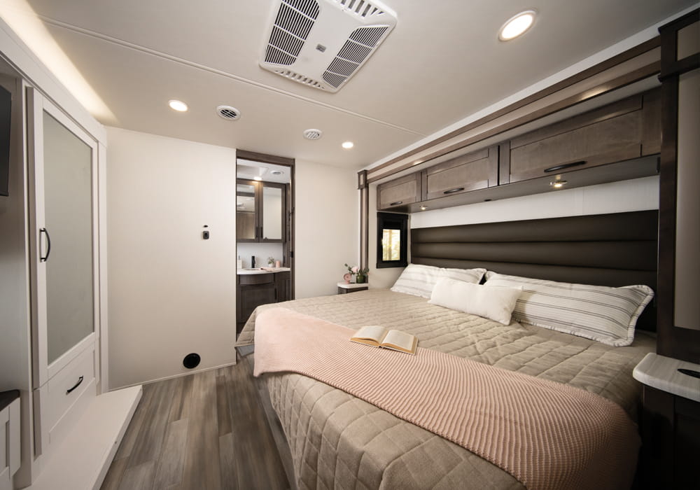 Entegra Coach Vision XL bedroom with bed