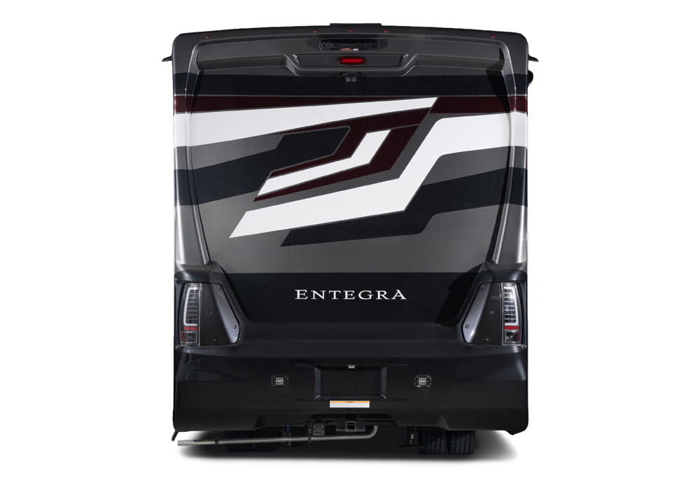 Entegra Coach Accolade XT Super C motorhome rear angle view